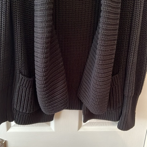 J. Crew Black Rib Stitched Open Front Shawl Cardigan S - Picture 7 of 12